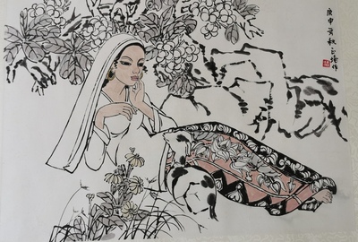 花丛中的马来少女